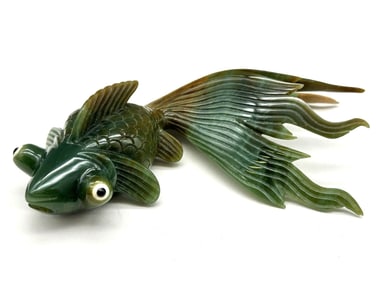 Glen Surgenor New Zealand Marsden Flower Jade Fish Carving