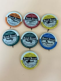 (7) Bond Bread Celluloid Pin Backs