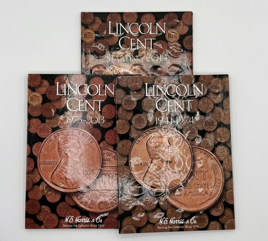 Lincoln Cent Whitman Album Collection: Lincoln Cent Whitman Album Collection includes partially filled albums. Album dated 1941 - 1974 contains (8) cents, a full album dated 1975 - 2013 and an album dated 2014 - 2023 with (21) cents. These
