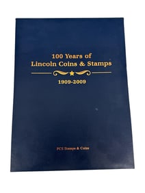 100 Years of Lincoln Coin and Stamps 1909-2010 in Binder