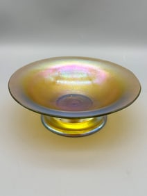 Favrile Iridescent Footed Bowl Unsigned