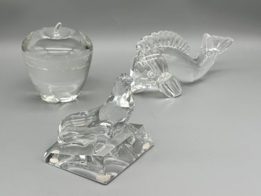 (3) Crystal Paperweights; Baccarat, Steuben