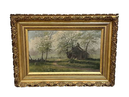 Hugh Hunting Howard Oil Painting: Hugh Hunting Howard Oil Painting: Framed measuring 42" x 30.25". Gilded frame some gesso missing.