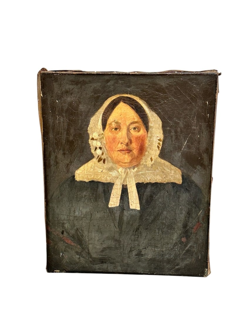 Folk Art Oil Painting Portrait of Woman (1 of 4)