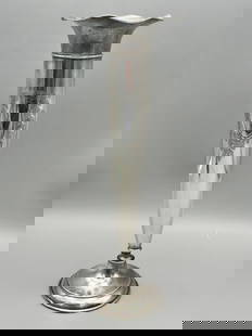 International Sterling Silver Trumpet Vase: International Sterling Silver Trumpet Vase: Measures 12.5" tall, weight is 341.2 grams. (2) small dents.