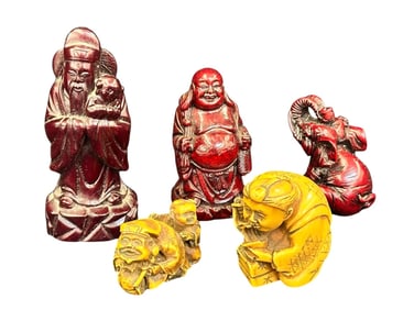 (5) Buddha Carved Figurines