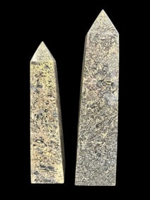 (2) Marble Obelisk Statues