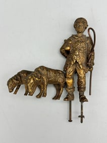 Bronze Shepherd Boy With Sheep Finial