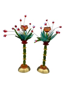 Pair Orna Lalo Metal and Acrylic Candle Sticks
