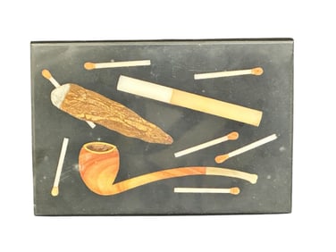 Pietra Dura Panel Smoking Pipe Detail c.1900-1920
