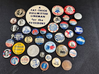 (40) Early Political Celluloid Presidential and Other Campaign Buttons