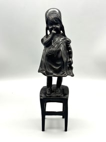 Juan Clara Ayats Bronze Child on Chair