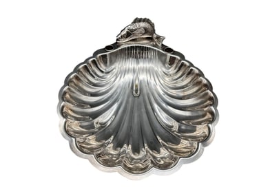 Sheridan Silver Plated Three Footed Serving Dish with Fish Accent and Two Wells