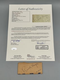 Ronald Reagan Cut Signature From 1961 Full Cert JSA