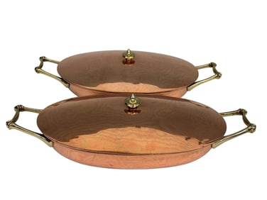 (2) Benson Copper Lidded Serving Dishes