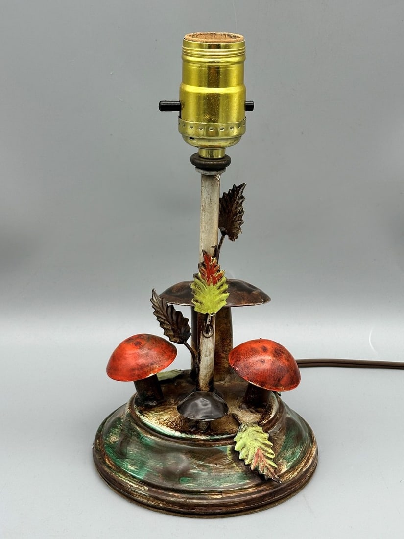 Tole Italian Toadstool Lamp: Tole Italian Toadstool Lamp: 9.5" tall.