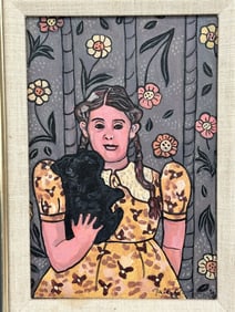 Gail Newman Acrylic on Canvas "Girl With Dog"