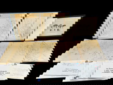 Large Group of Original Political Drawings by Jack McLeod