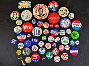 (42) Group of Early Political Buttons and Pins