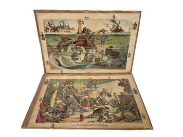 (2) 1900 "Judge" Cartoon Fold Outs