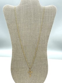14k Gold Rope Chain and Crucificxion Pendant