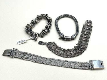 (4) Solid Sterling Silver Bracelets