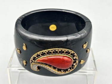 .925 Sterling Silver Vermeil and Diamond Bangle Bracelet