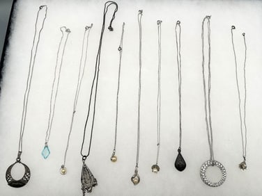 (10) Sterling Silver Necklaces With Pendants