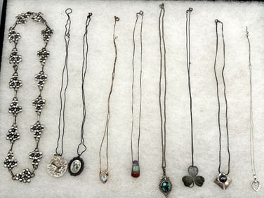 (9) Sterling Silver Necklaces