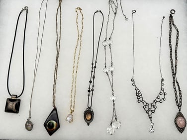 (8) Sterling Silver Necklaces With Pendants