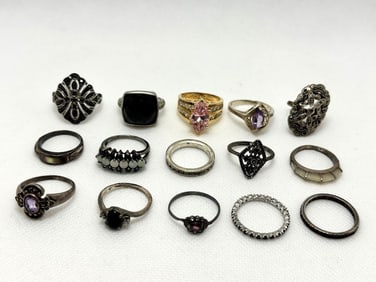 (15) Sterling Silver Rings