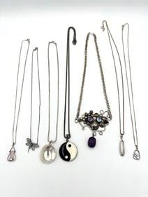 (7) Sterling Silver Necklaces With Pendants