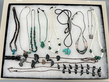 (11) Native American Sterling Silver and Turquoise Necklaces