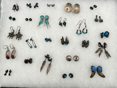 (25) Pairs Sterling Silver Earrings Including Taxco, Mexico