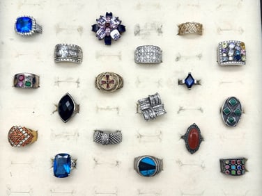 (18) Sterling Silver Rings With Gemstones