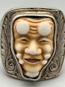 Sterling Silver Hannya Good Fortune Ring