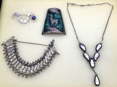 (4) Pieces of Sterling Silver Jewelry; Zuni, Taxco