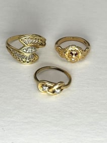 (3) 14k Gold Diamond Rings