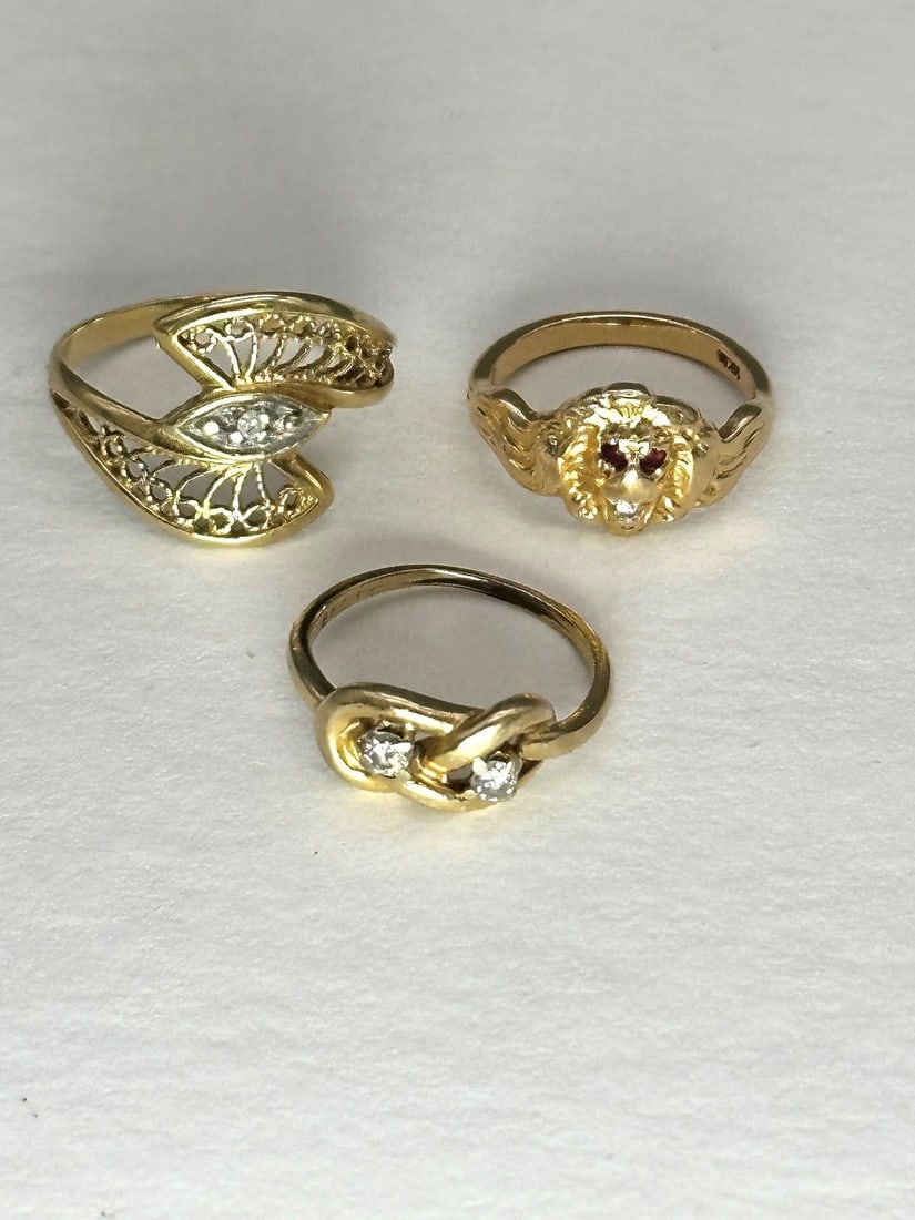 (3) 14k Gold Diamond Rings (1 of 4)