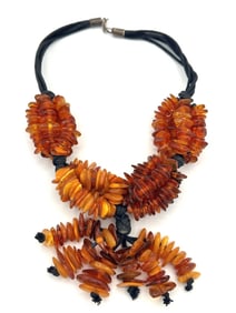 Amber Chunky Necklace in Sterling and Leather
