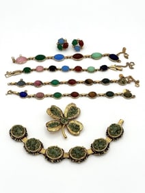 Vintage Glass Pebble, Scarab Costume Jewelry
