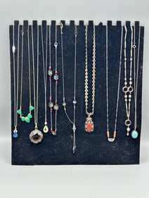 (10) Costume Necklaces WIth Drop Pendants, Stones, and Turquoise