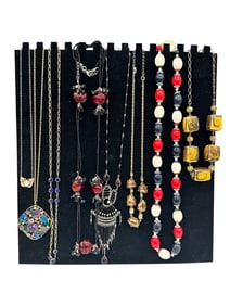 (8) Vintage Costume Jewelry Necklaces; Sterling, Hong Kong, Lucite