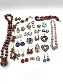 Large Group of Cloisonne Jewelry