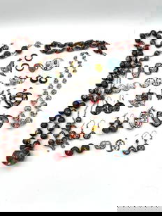 Large Group of Cloisonne Jewelry: Large Group of Cloisonne Jewelry: Includes necklace/earring set, (3) other necklaces, (8) pendants, (10) pairs earrings, (2) brooches, (3) rings.