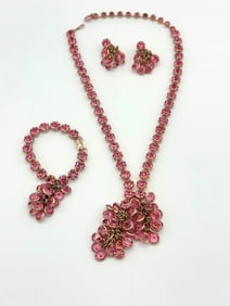 Vintage Necklace, Bracelet, Earrings Jewelry Set