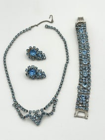 Vintage Jewelry Suite; Necklace, Bracelet, Earrings