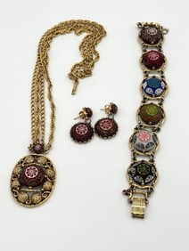 Celebrity Red Necklace, Earrings, Bracelet Jewelry Set