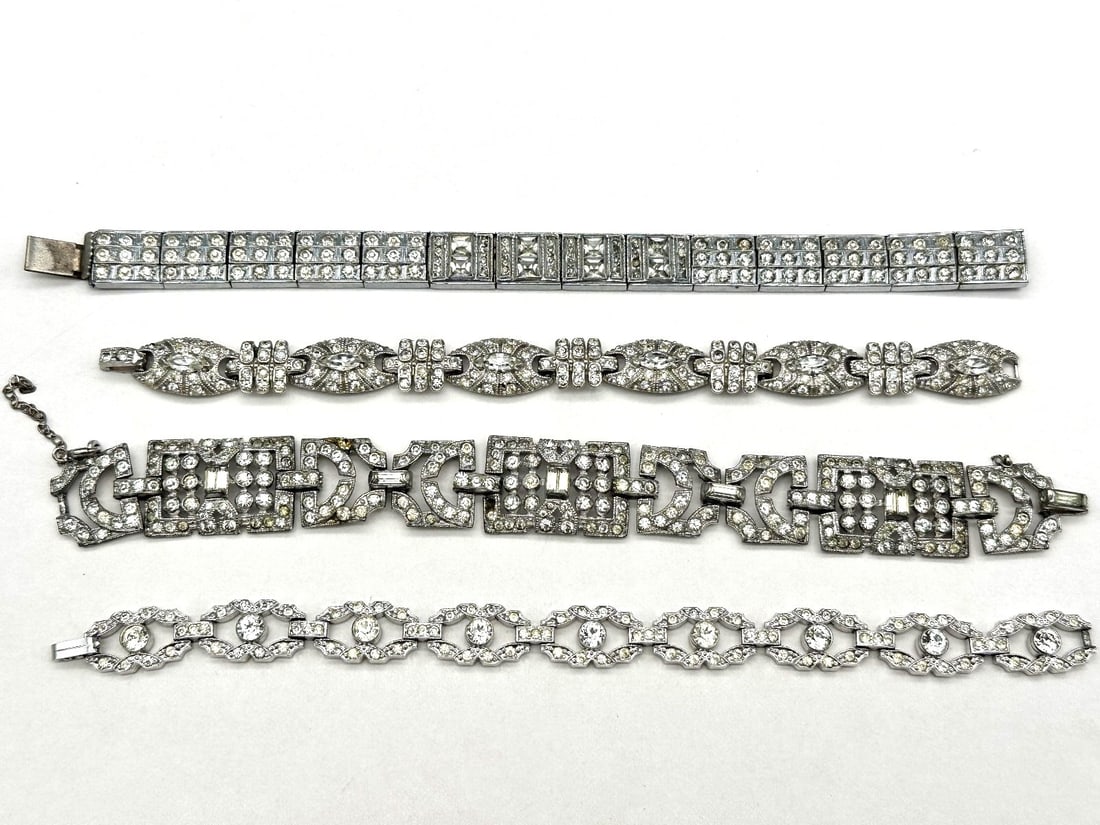 (4) Fancy Vintage Rhinestone Statement Bracelets (1 of 3)