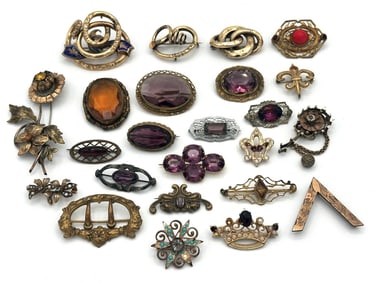 Group of Victorian Gold Filled Jewelry, Gemstones